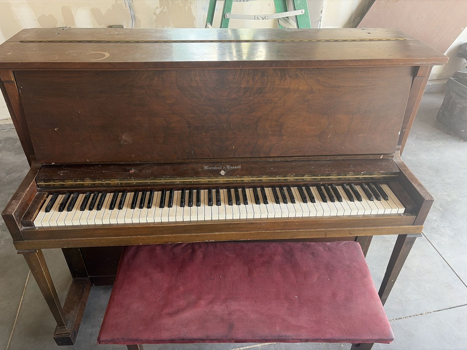 Marshall & Wendell Upright Piano with Matching Bench - Wood Finish