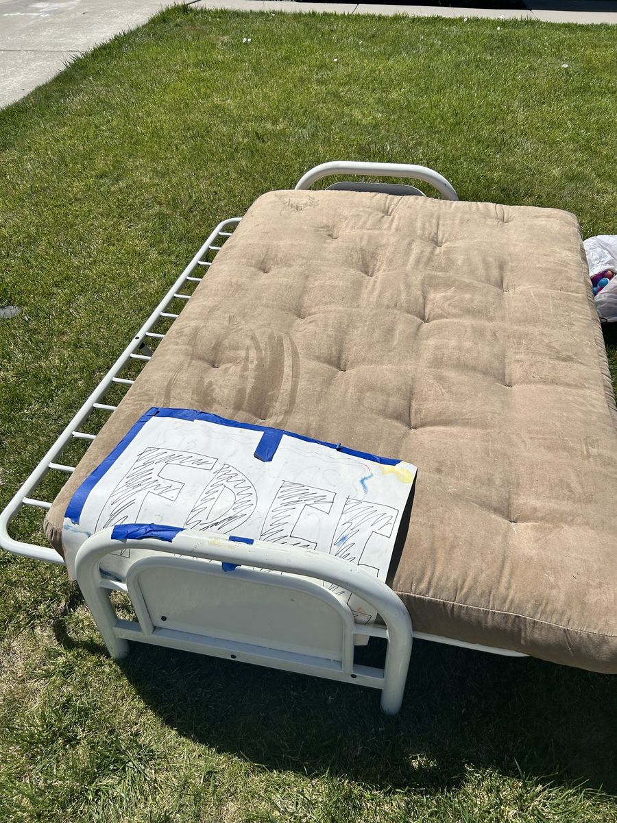 FREE Futon Frame and Mattress - Metal Frame, Tan Mattress