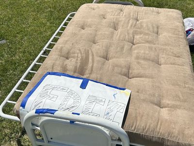 FREE Futon Frame and Mattress - Metal Frame, Tan Mattress