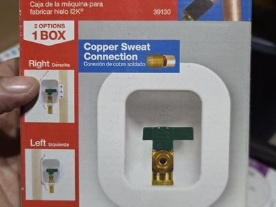 Oatey 12K Ice Maker Outlet Box - Copper Sweat Connection for Copper Pipe Systems