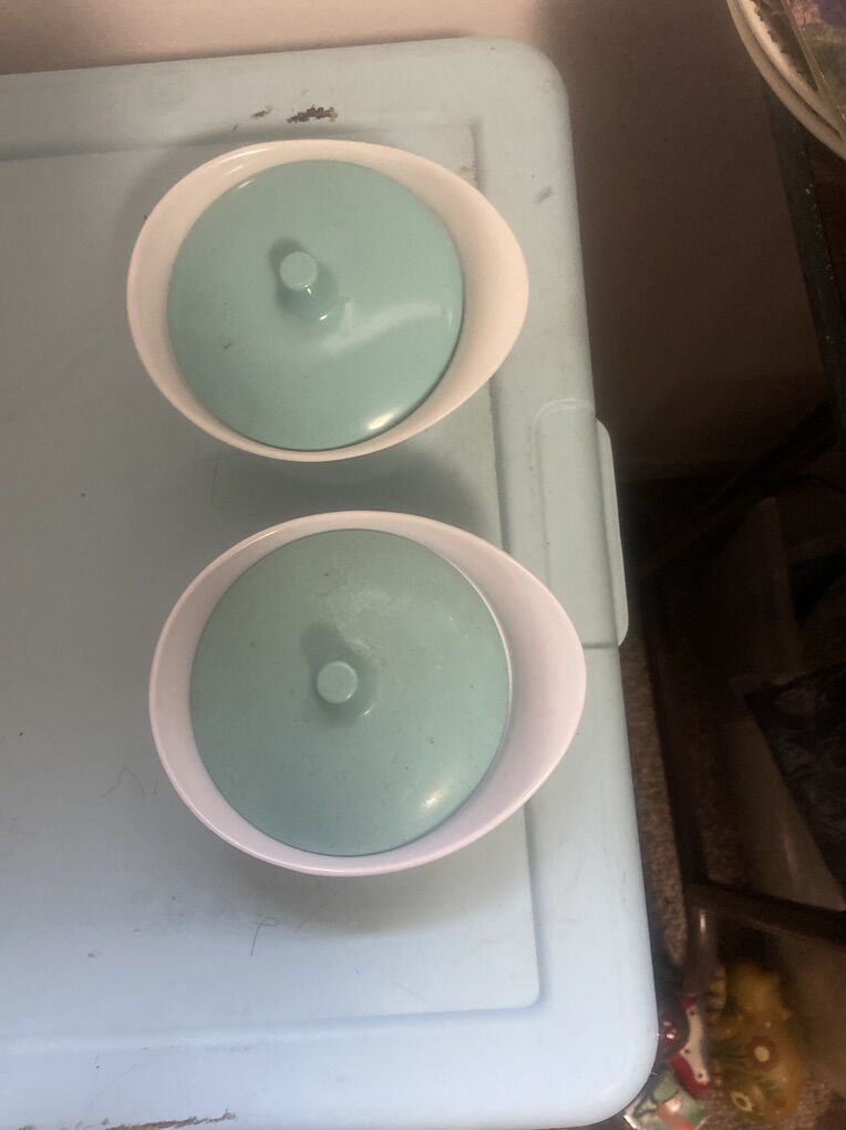 Two aqua Sugarbowls For The Price Of One!