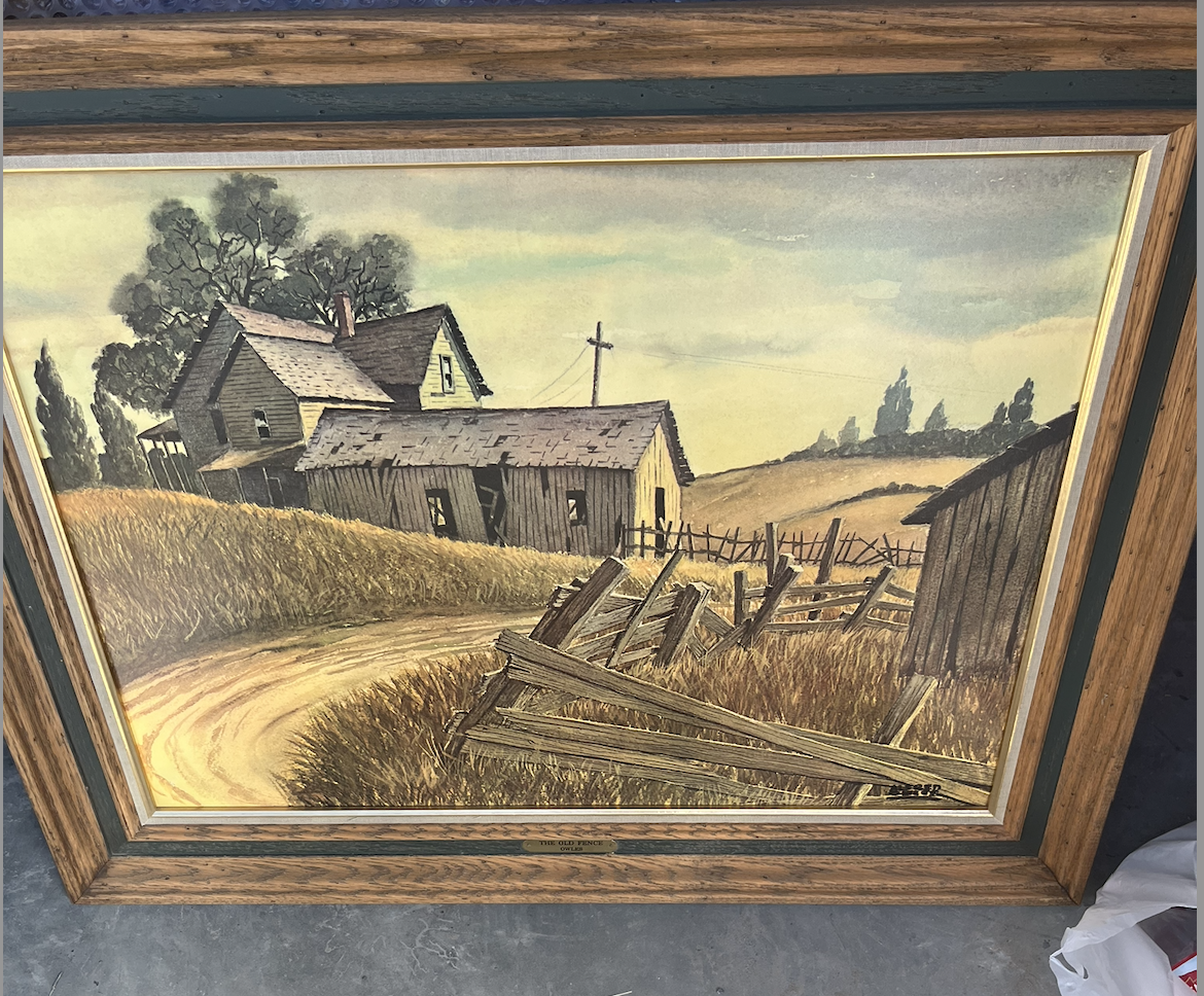 Vintage Turner Wall Accessory Prints – "The Old Fence" & "Memories" by Alfred Owles – Matched Pair