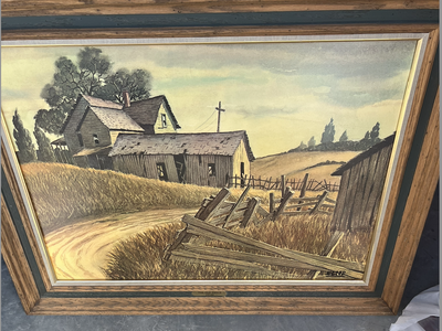 Vintage Turner Wall Accessory Prints – "The Old Fence" & "Memories" by Alfred Owles – Matched Pair