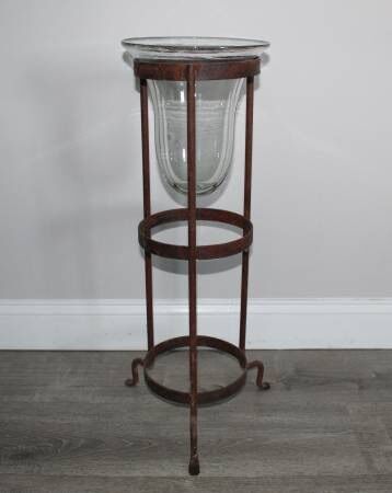 Wrought Iron Glass Cloche Candle Holder Stand Vase