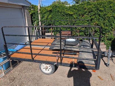 Utility Trailer with Wood Deck and High Rails - Includes Spare Tire - Excellent for Hauling
