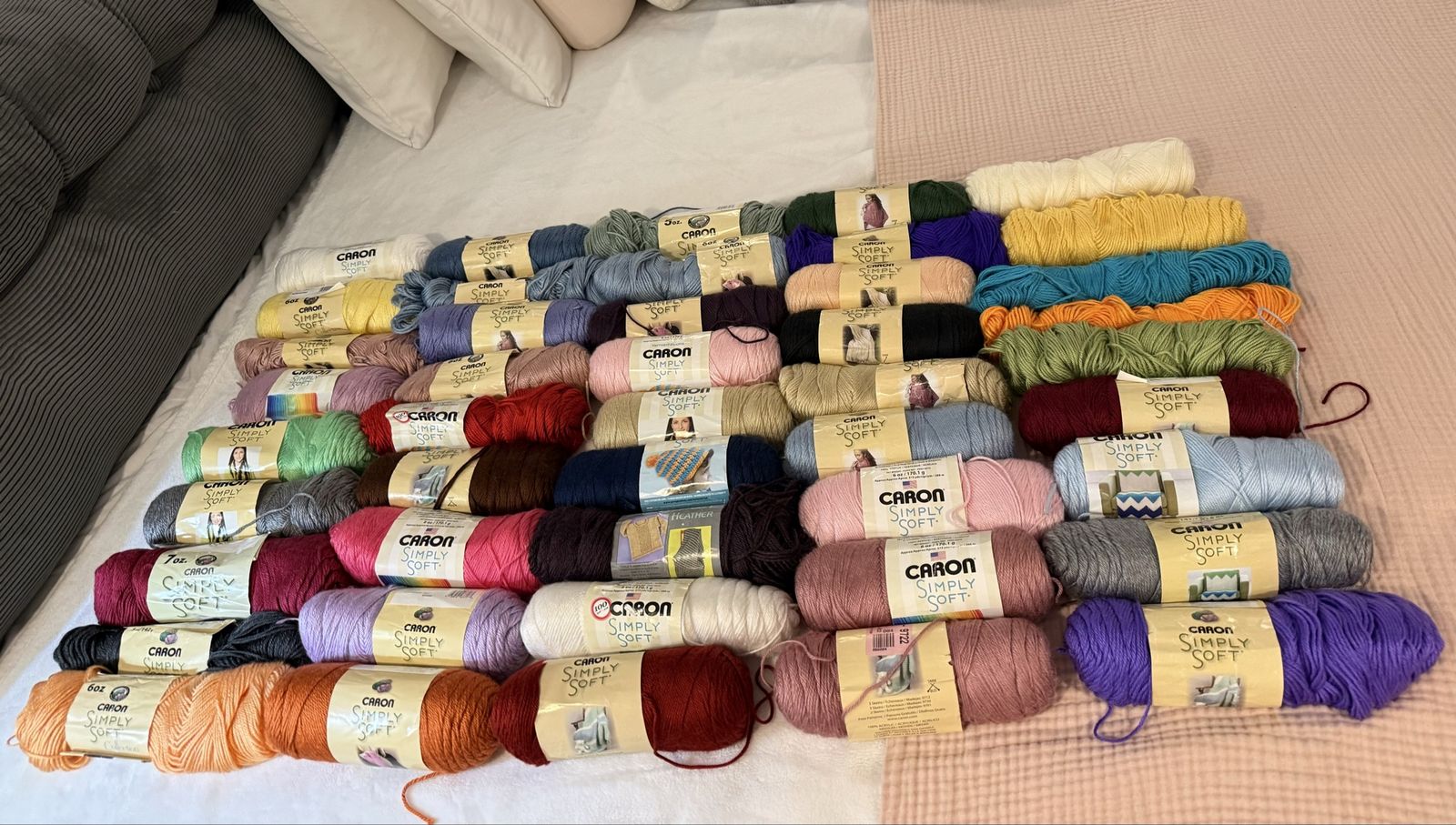 45 Skeins of Caron Simply Soft Acrylic Yarn