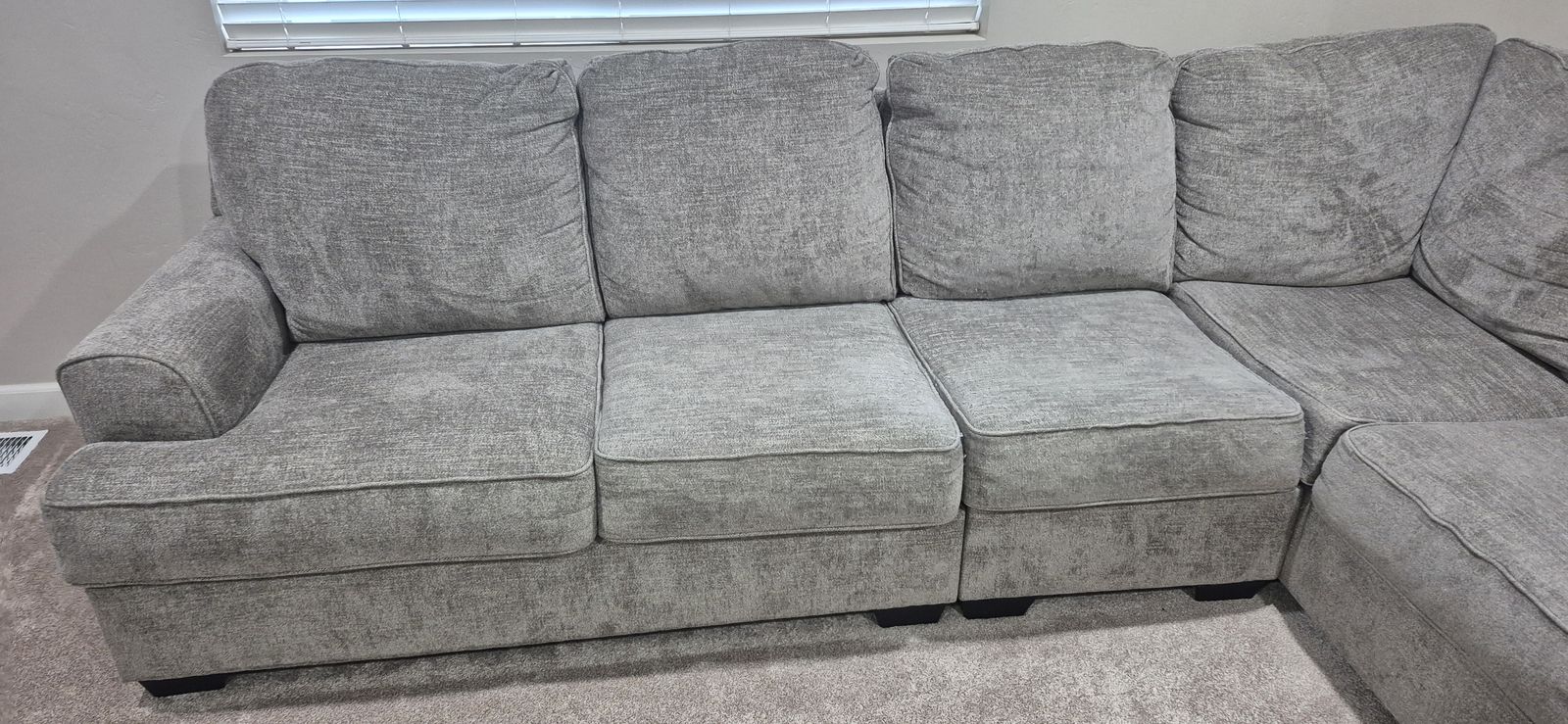Grey Fabric L-Shaped Sectional Sofa - Pet-Free Home
