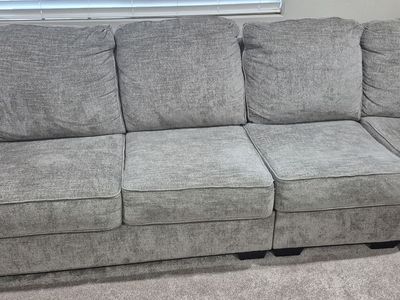 Grey Fabric L-Shaped Sectional Sofa - Pet-Free Home