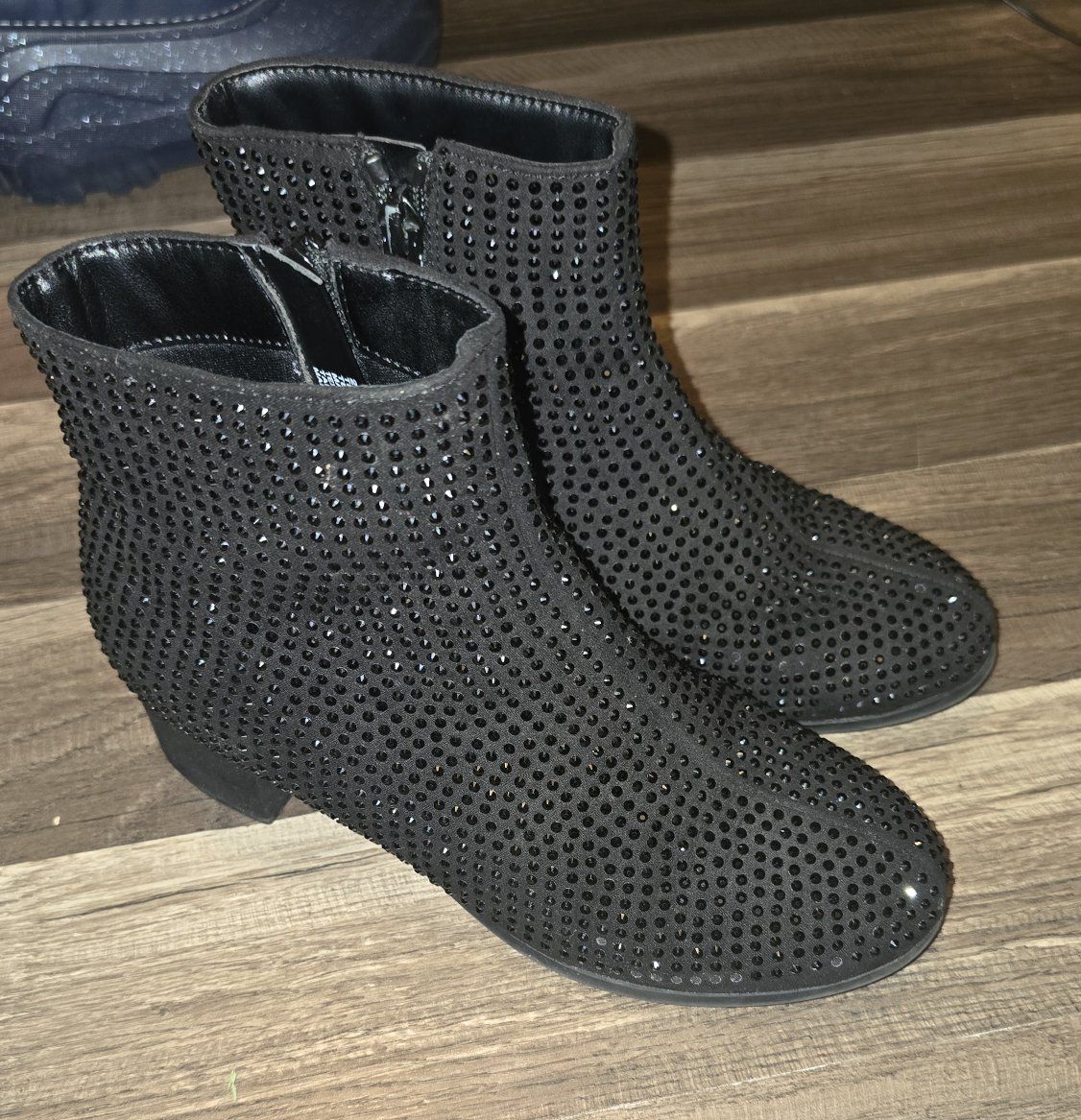 Girls Rhinestones Black Boots