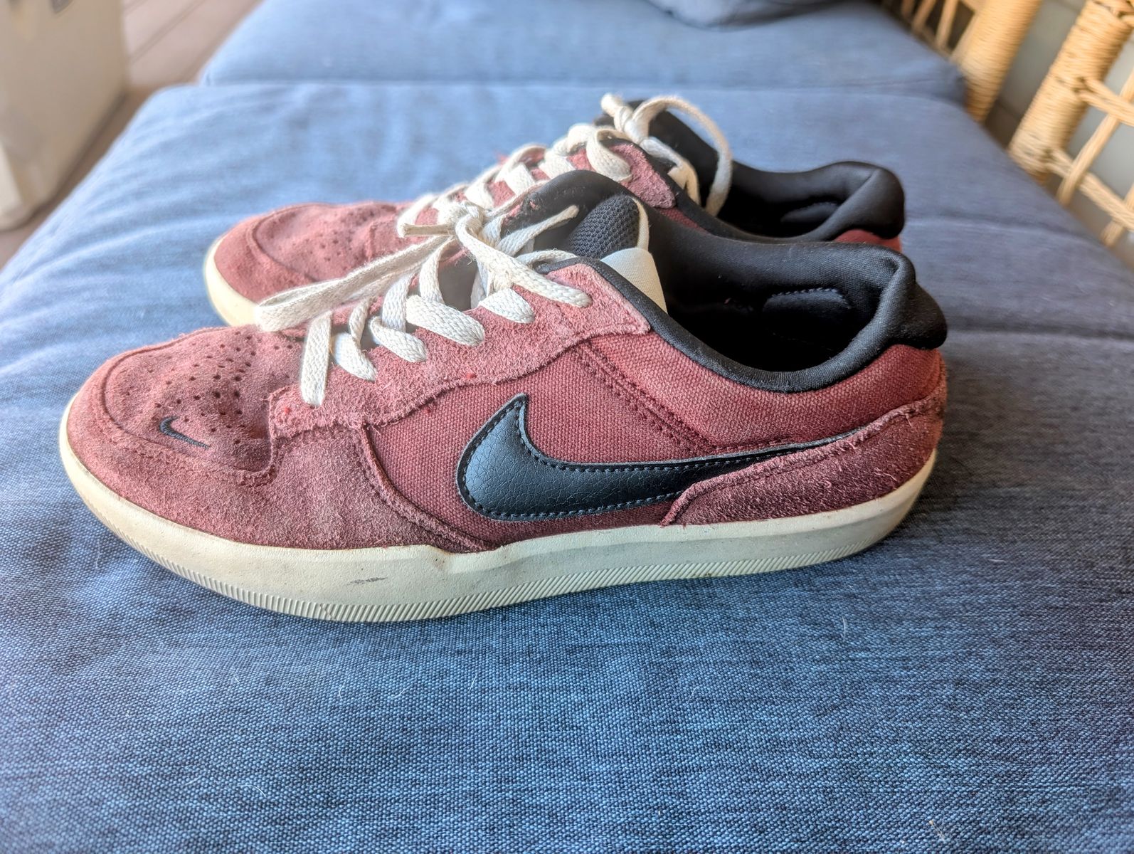 Nike SB Force 58 Red/Black Suede Skate Shoes - Men's Size 7
