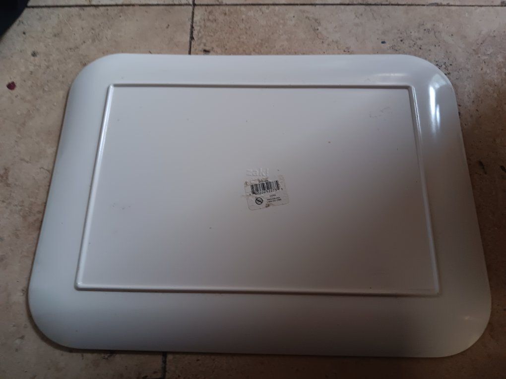 Zaki Rectangular White Plastic Serving Tray