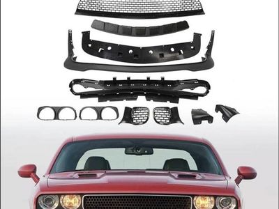 Complete Front Bumper Cover Grille Grill Assembly Set Compatible with Dodge Challenger Hellcat Style SRT 2008-2014