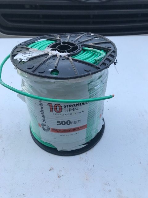 New Wire roll 10 gauge stranded Green 500 ft