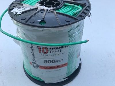 New Wire roll 10 gauge stranded Green 500 ft