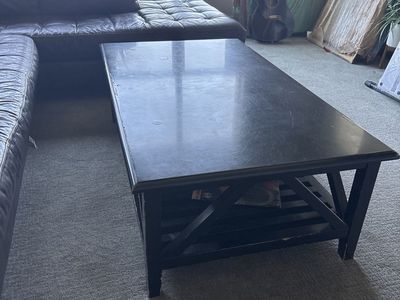 Pottery barn Black Wooden Coffee Table and End Tables Set - Used Condition