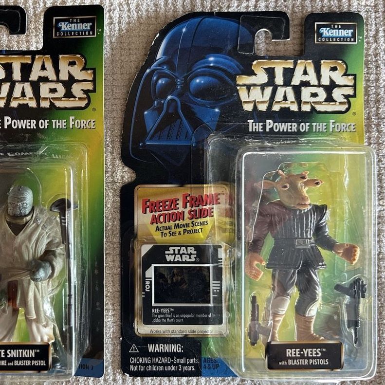 Star Wars Kenner The Power of the Force Ree-Yees w/Blaster Pistol Action Figure Green Card Return of the Jedi