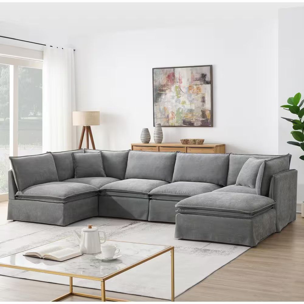 Harper & Bright 125.5 in. 6-Piece Sectional Sofa