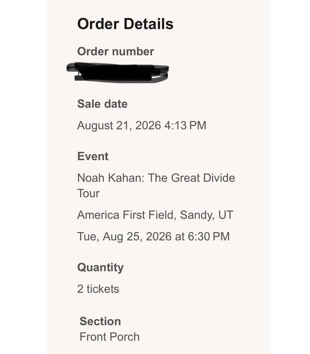 2 Front Porch GA Tickets $850 each - Noah Kahan The Great Divide Tour America First Field