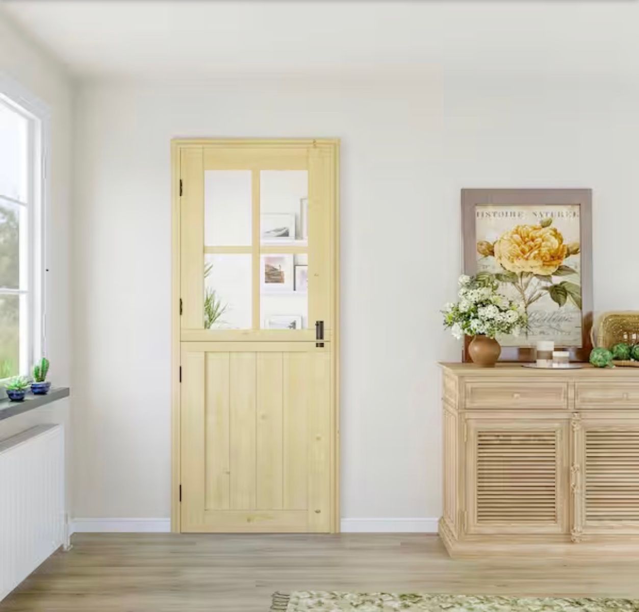 Brand new ARK DESIGN Unfinished Wood Dutch Door with 4-Lite Glass Upper Panel