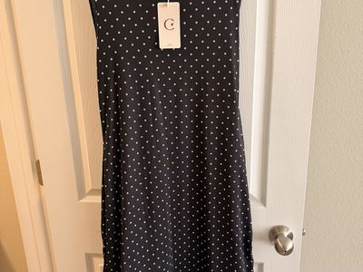 NWT Raccolta Carta Black & White Polka Dot Sleeveless Mesh Dress Size L
