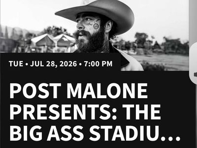 Post Malone Floor Seats (2)!
The Big Ass Stadium Show - Rice-Eccles Stadium, July 28, 2026 @ 7 pm