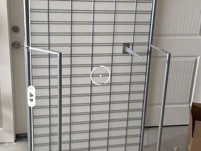 Folding Gridwall Merchandise front and back Display Rack - 34"x57" Freestanding Metal Vendor Display