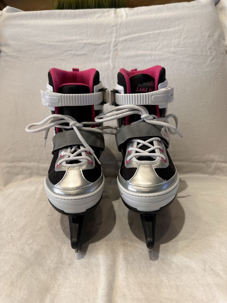 Lake Placid Adjustable skates youth size 1–4 black with, pink & white trim