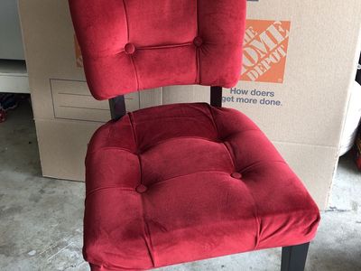 Red Velvet Tufted Accent Chair with Dark Wooden Legs