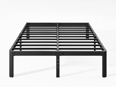 12 Inch High Full Size Bed Frame No Box Spring Needed, Metal Round Edge, Heavy Duty
