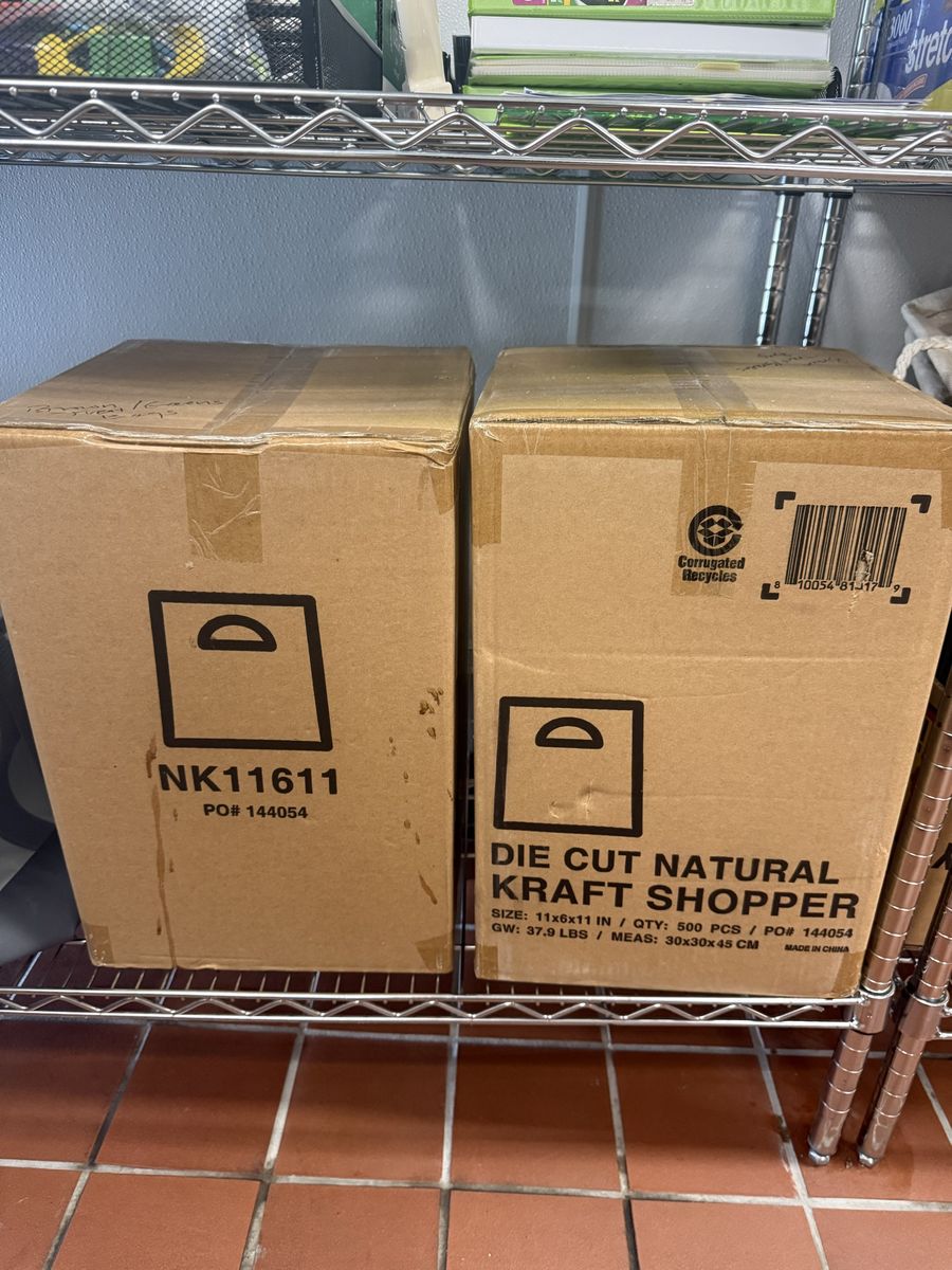 Natural Kraft Die Cut Shopper Bags, 11x6x11 in, 500 Count, NK11611