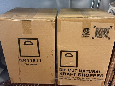 Natural Kraft Die Cut Shopper Bags, 11x6x11 in, 500 Count, NK11611