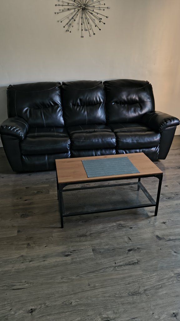 Black Faux Leather 3-Cushion Reclining Sofa Couch just the couch only $65
