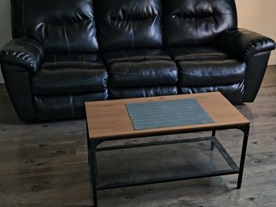 Black Faux Leather 3-Cushion Reclining Sofa Couch just the couch only $65