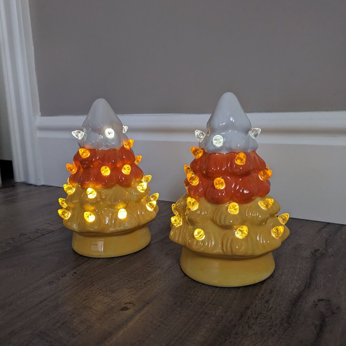 2 Light Up Candy Corn Fall Thanksgiving Trees