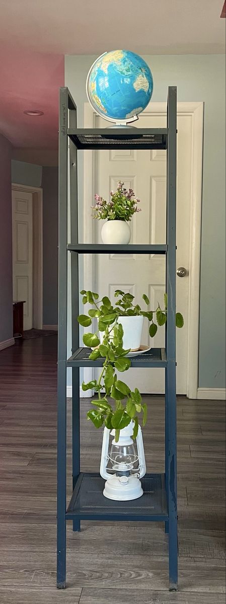 Tall 4-Tier Metal Display Shelf - Modern Gray Storage Unit