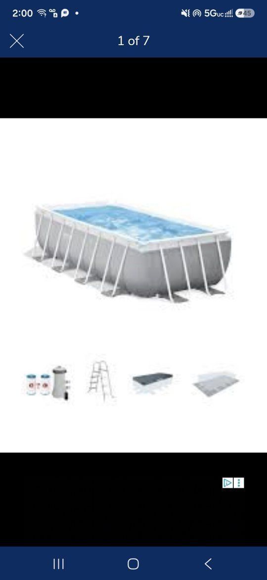 Intex Prism Frame Rectangular Premium Pool Set 16ft x 8ft x 42in - New, Box 2/2 boxes