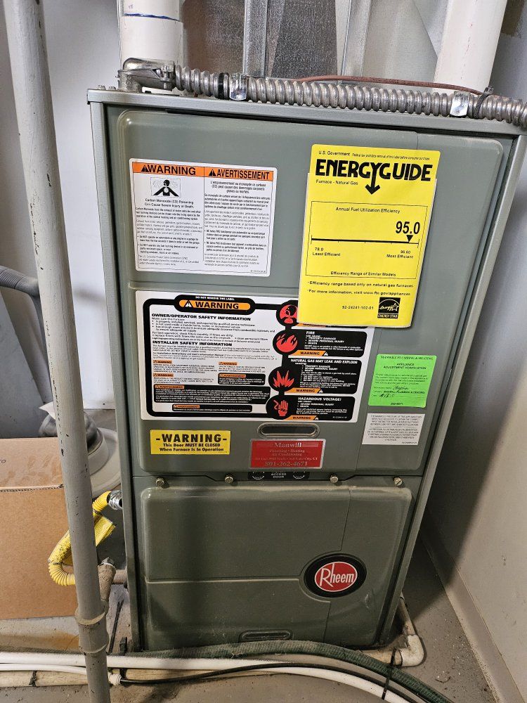 Rheem 95.0 AFUE Natural Gas Furnace - EnergyGuide Rated, Efficient Home Heating System