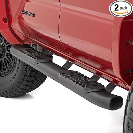 Rough Country Oval Nerf Steps for Toyota Tacoma Double Cab (2024-2026) - OEM Style Rails. Black