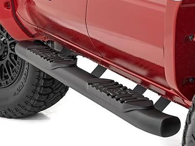 Rough Country Oval Nerf Steps for Toyota Tacoma Double Cab (2024-2026) - OEM Style Rails. Black