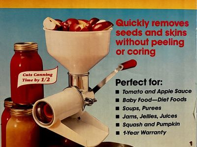 Back To Basics Food Strainer & Sauce Maker - Quickly Removes Seeds & Skins for Sauces, Jams, Purees