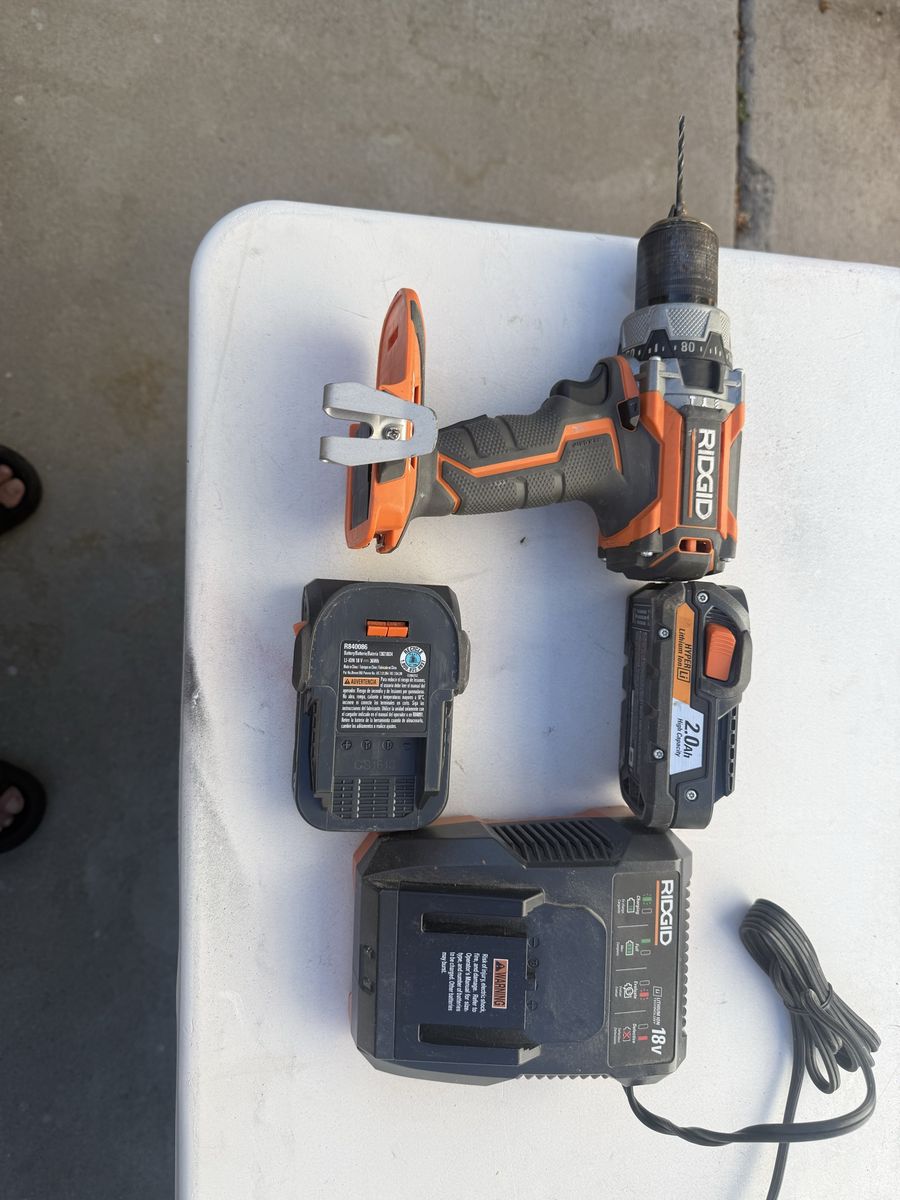 Ridgid 18V Brushless Cordless Drill with Two Batteries and Charger