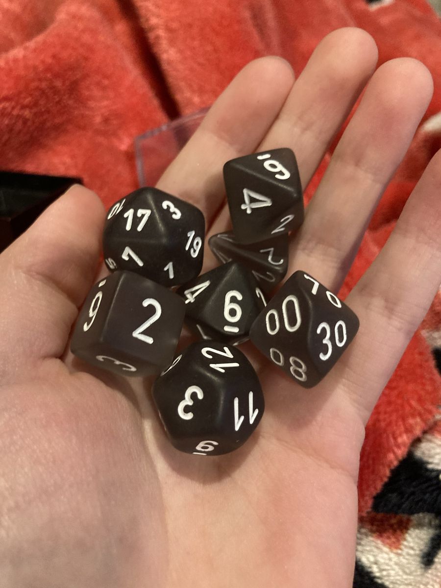 Semi-Translucent Matte Black D&D Dice Set