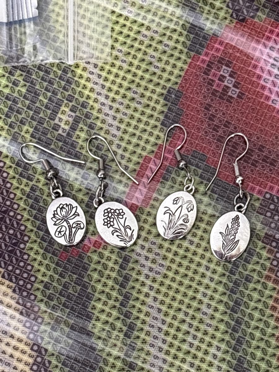 Homemade mix and match flower earrings