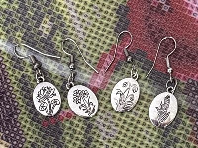 Homemade mix and match flower earrings