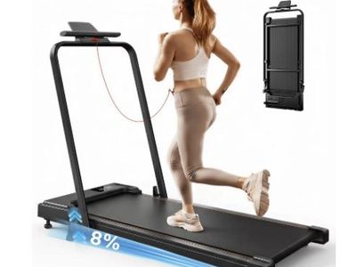 NEW Treadmill 2 in 1 for Home/Office,Patbrela 300 Lbs Walking Pad Treadmill with HandleBar