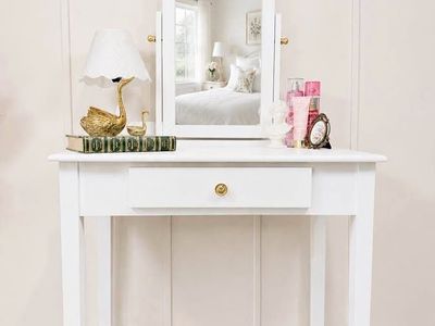 Simple Modern Style White Vanity Desk | Modern Makeup Vanity Desk | Vanity Desk