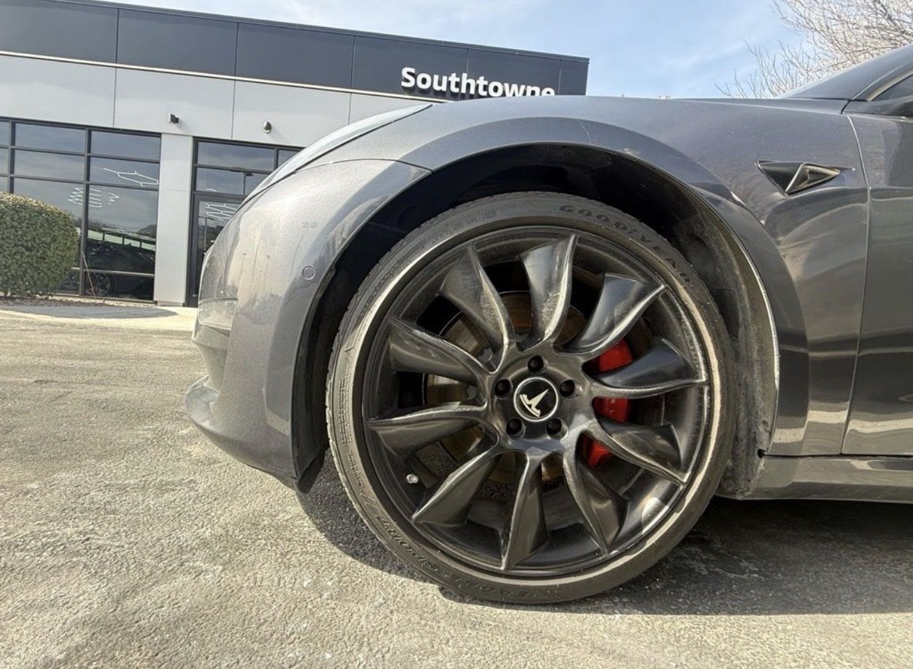 TESLA 20-inch True Turbine wheel in a satin black color.