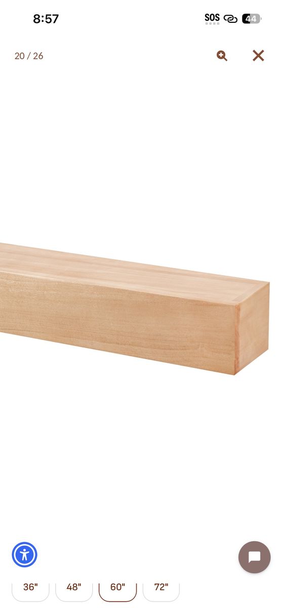 Rustic Wooden Floating Fireplace Mantle Shelf. 72”x9”