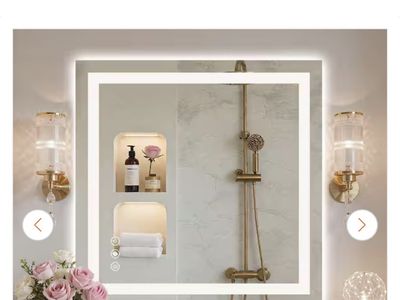 36x36 in. Anti-Fog Dimmable Dual LED Frameless Bathroom Mirror