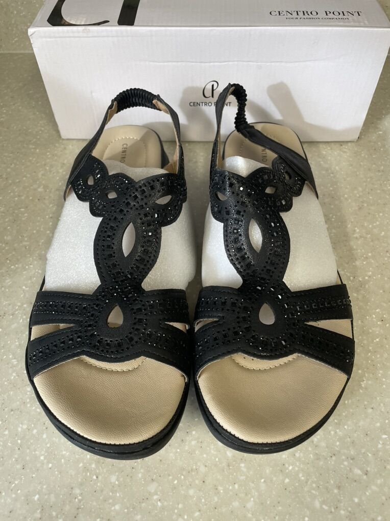 Centro Point Black Sandals (size 11)
